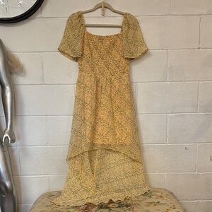 As U Wish Yellow Floral High-Low Maxi Dress